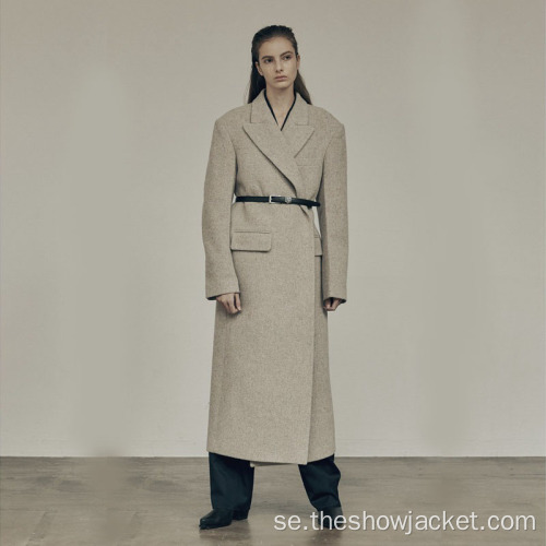 Anpassad Kvinnor Minimalism Ren Färg Long Trench Coat